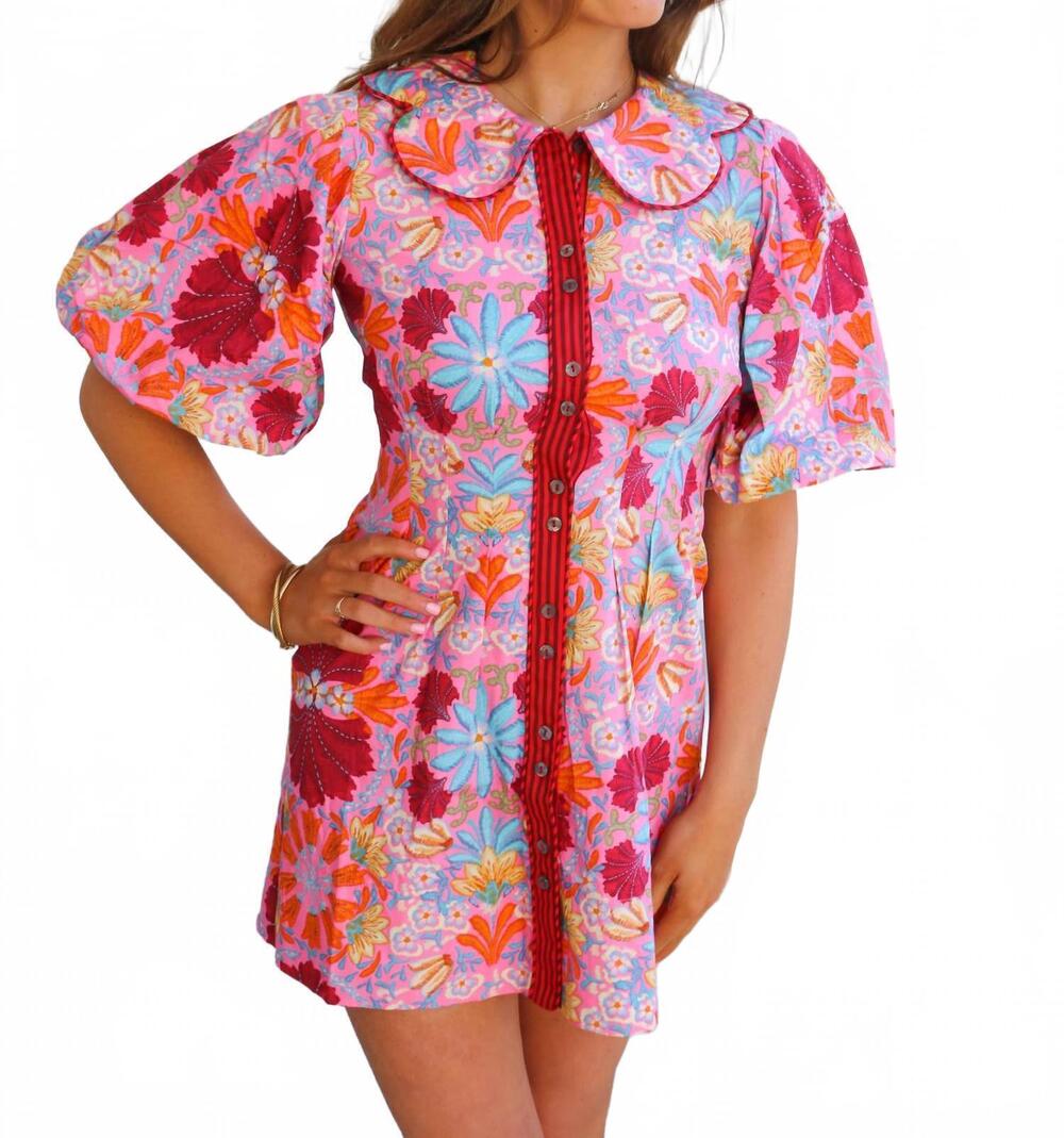 NEW OLIVACEOUS monroe puff sleeve dress in pink